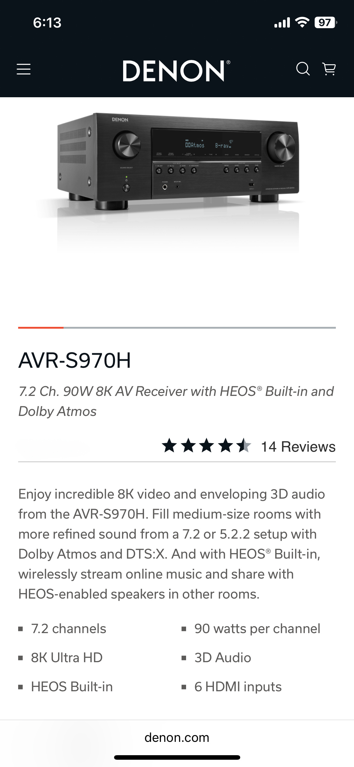 camaras y audio - Receptor Denon AVR-S970H (8K, Dolby Atmos)