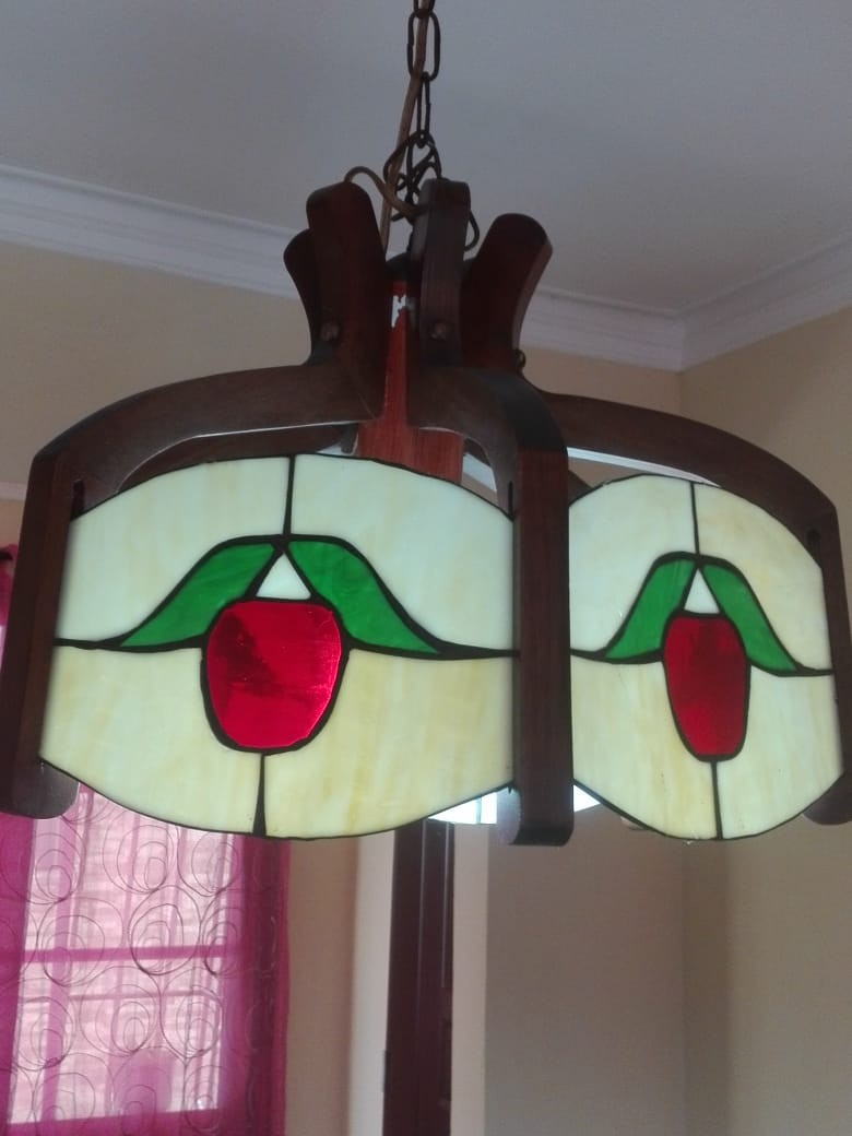 decoración y accesorios -  hermosa lámpara en caoba 