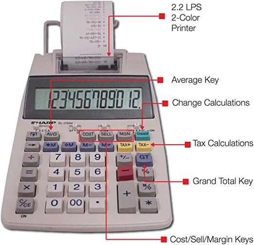 otros electronicos - MAQUINA SUMADORA SHARP EL-1750, 12 DGTOS,CON PAPEL