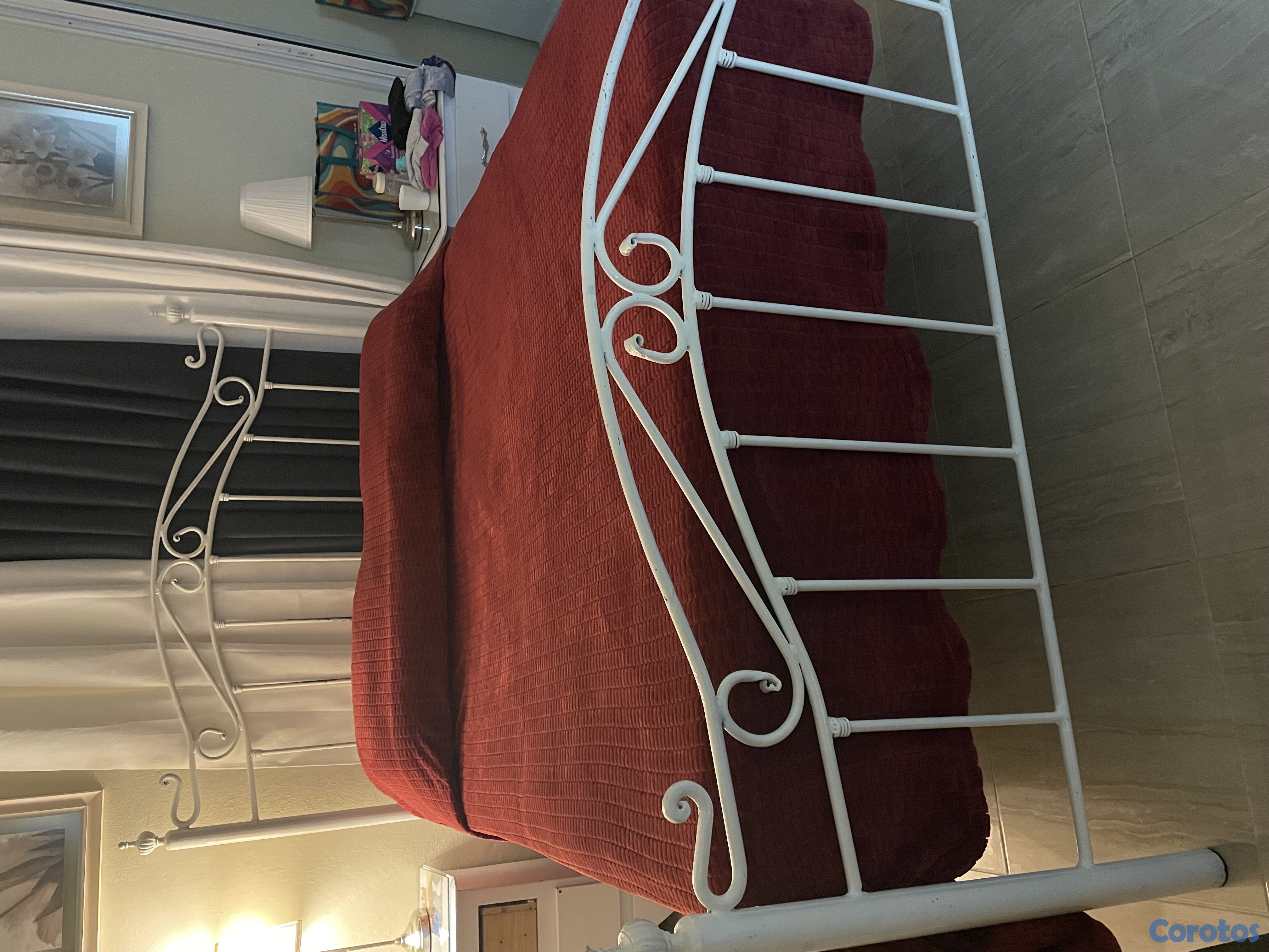 muebles y colchones - Cama en hierro Queen Size con Colchón  2