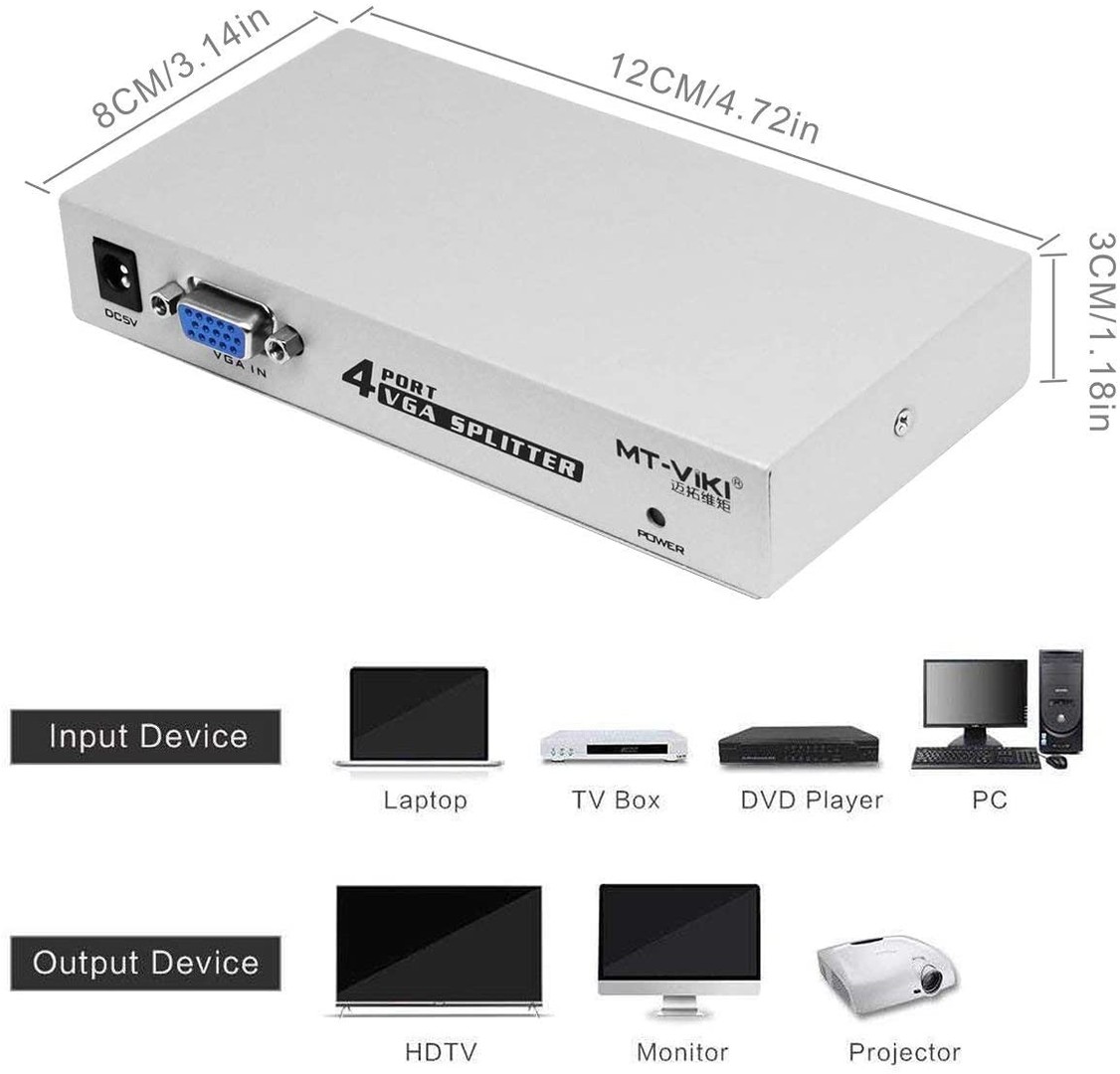 otros electronicos - Interruptor Splitter para monitores  VGA  1 en 4 puertos de vídeo 4