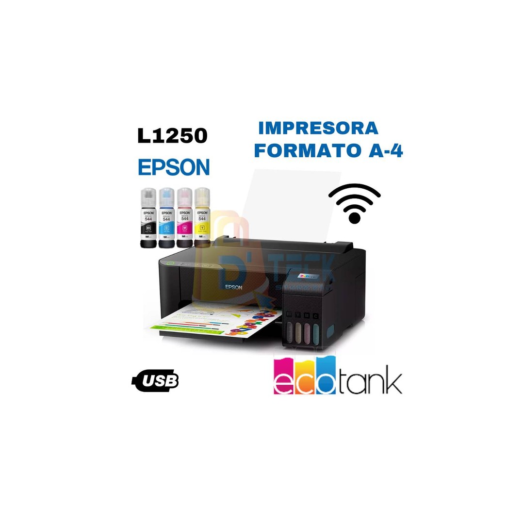 impresoras y scanners - MPRESORA EPSON ECOTANK L1250 SOLO IMPRESION, SISTEMA DE TINTA CONTINUA (CMYK)
