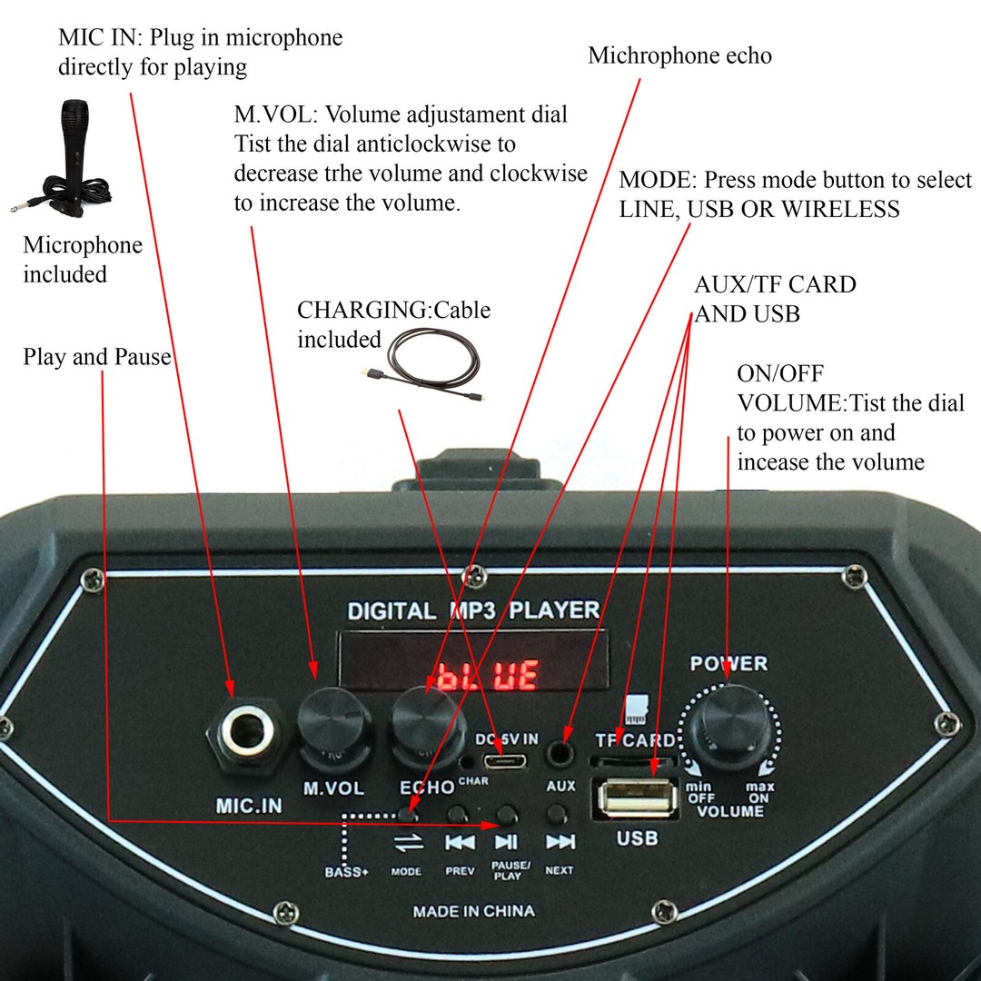 otros electronicos - Bocina de 8" Pulgadas Mediana + microfono + control karaoke.
 2