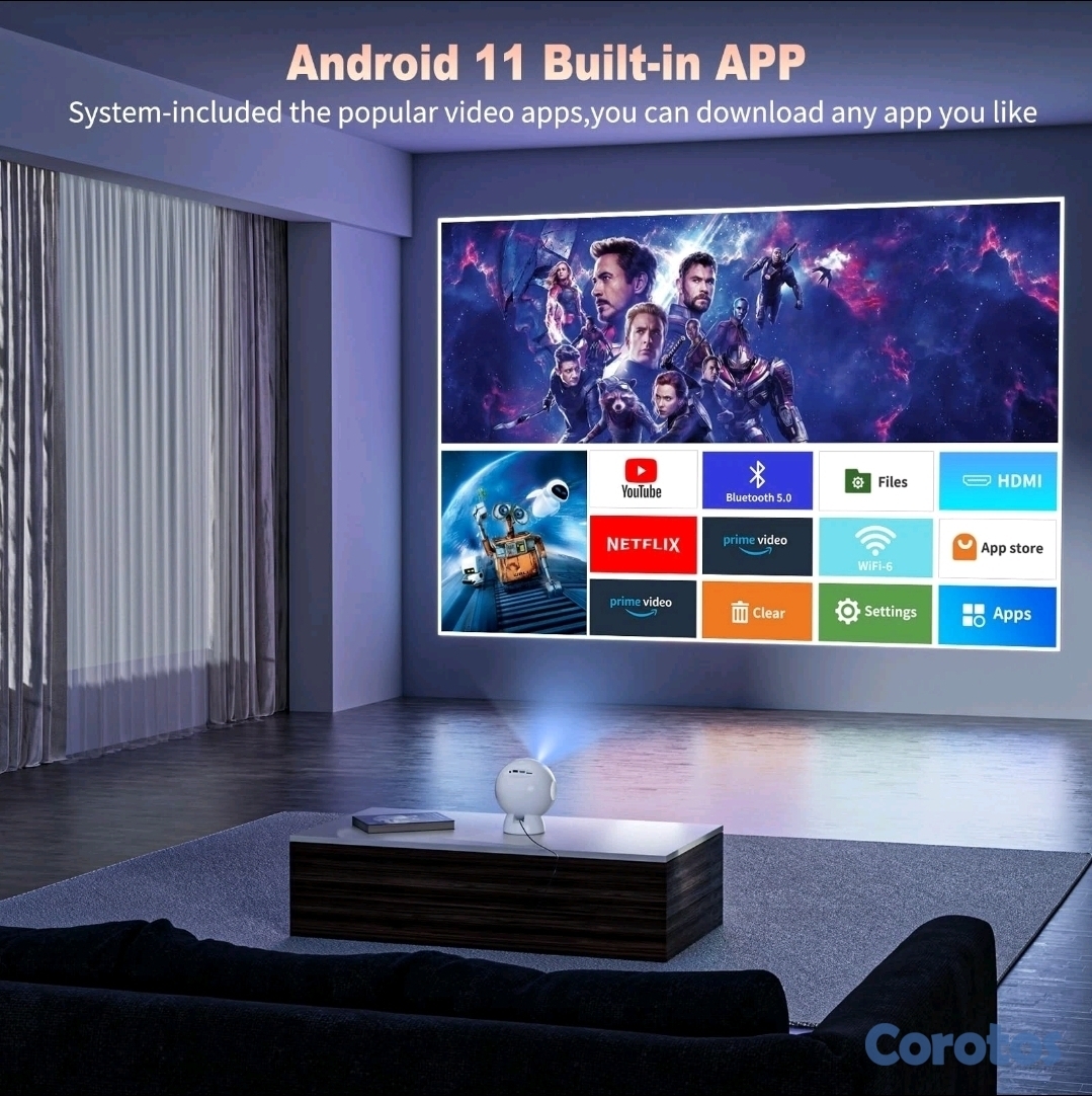 tv - 🌟 Proyector Inteligente Android 11 🎥✨  Cine Portátil 4K con WiFi & Bluetooth 3