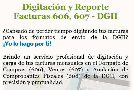 servicios profesionales - Digitamos tus formularios 606 y 607 de DGII, (contabilidad, impuestos, itbis) 0