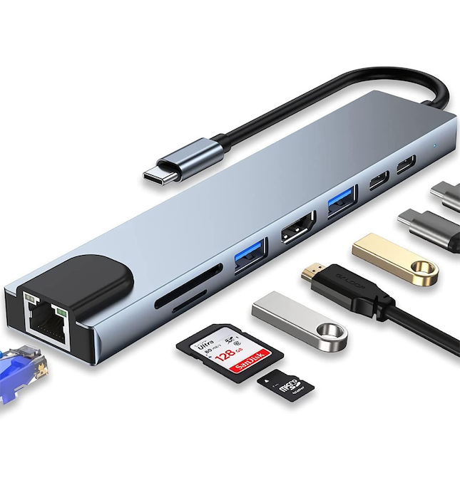 celulares y tabletas - Adaptador USB C 3.1 de 8 Puertos 