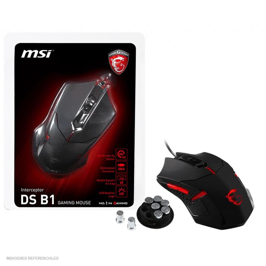 computadoras y laptops - MOUSE MSI INTERCEPTOR DS B1, CONECTOR USB DORADO CON SENSOR ÓPTICO 0