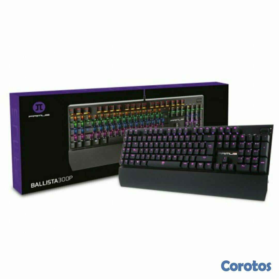 computadoras y laptops - TECLADO PRIMUS GAMING, USB, CON ILUMINACION RGB CONFIGURABLE, REPOSO PARA MUÑECA