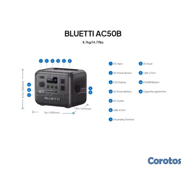 plantas e inversores -  Central eléctrica portátil BLUETTI AC50B |   700W 448Wh  5