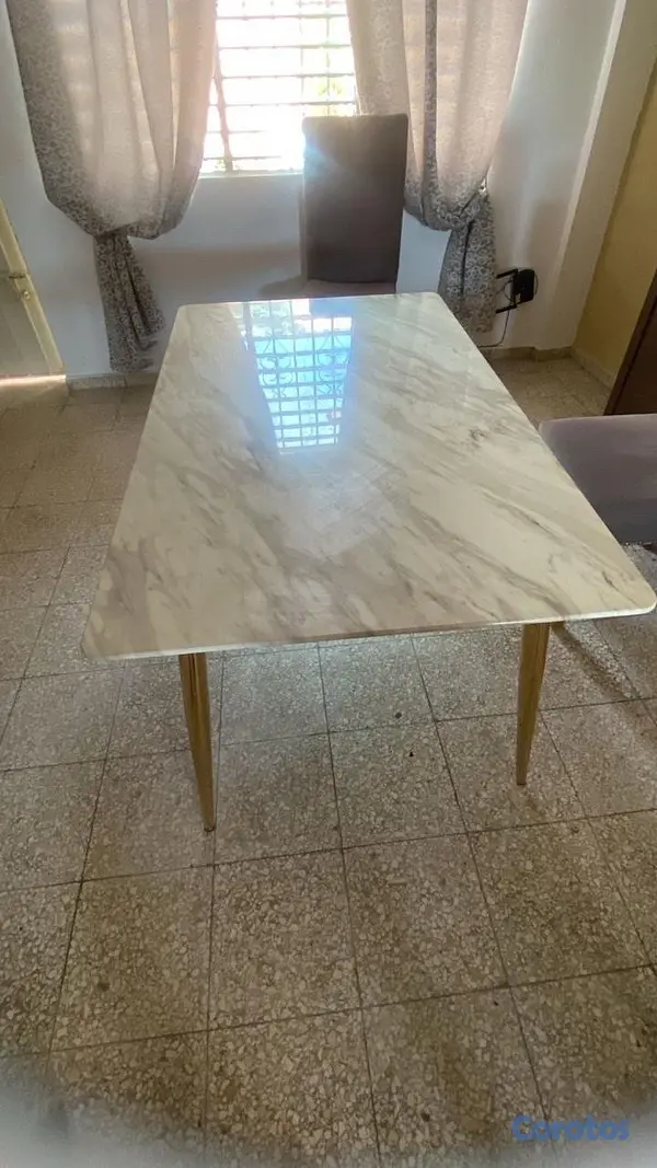 muebles y colchones - comedor barato de cuatro sillas con mesa tope mármol  3