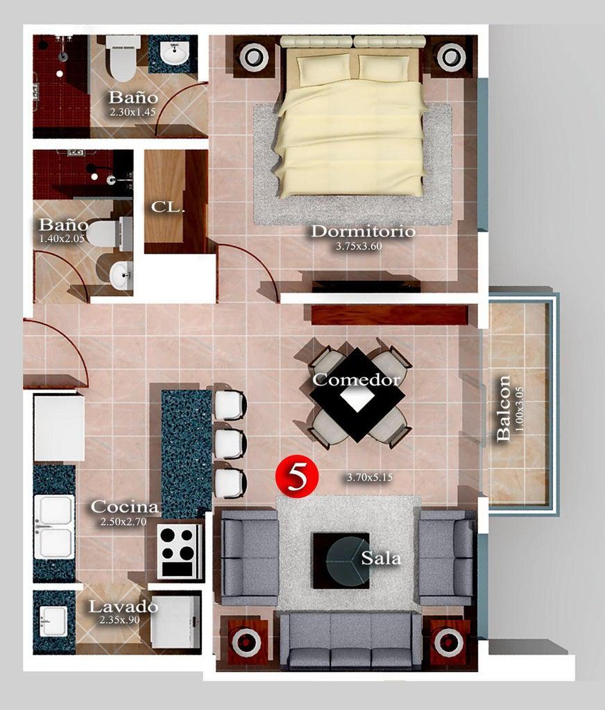 apartamentos - Apartamento en Venta La Julia de Una Habitación 5
