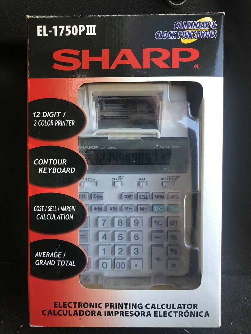otros electronicos - MAQUINA SUMADORA SHARP EL-1750, 12 DGTOS,CON PAPEL 2