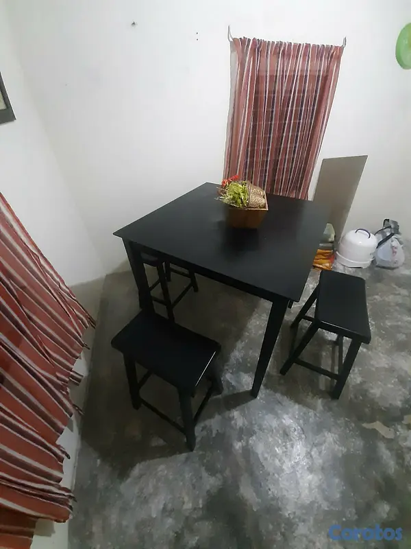 muebles y colchones - Comedor negro con 4 bancos 6