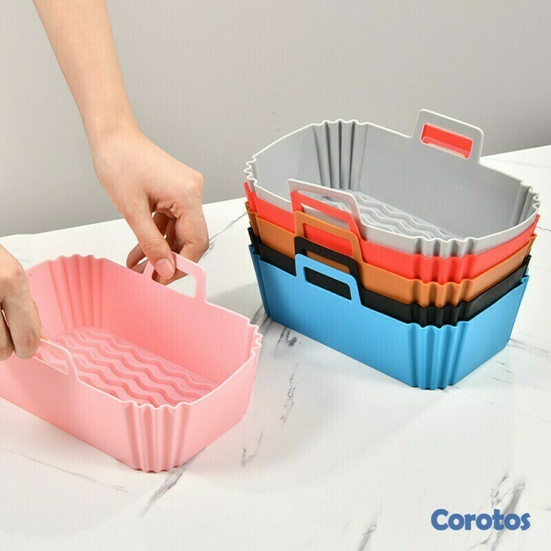 cocina - Cesta Molde de silicon cuadrado resistente al calor para freidora 3