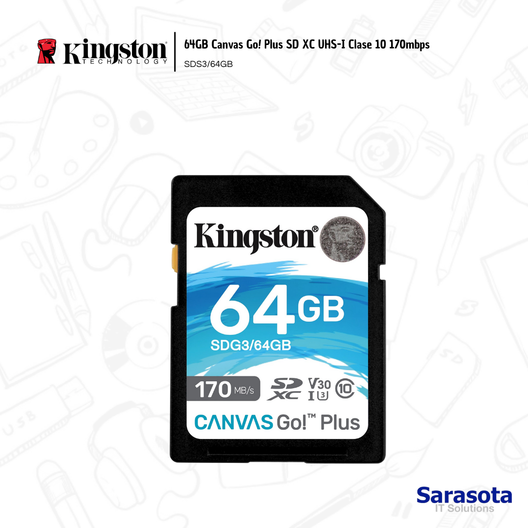 accesorios para electronica - Kingston 64GB Canvas Go! Plus SD 170mbps