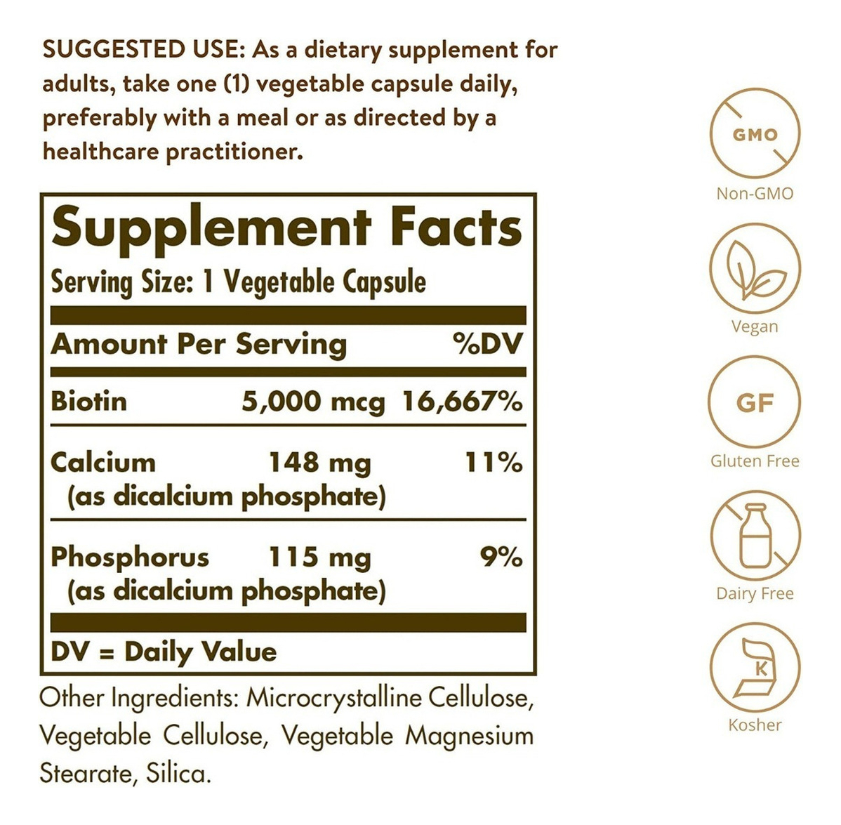 Salud y Equipamiento Médico - Biotina 5000 Mcg Piel, Uñas Y Cabello 100 Capsulas 2