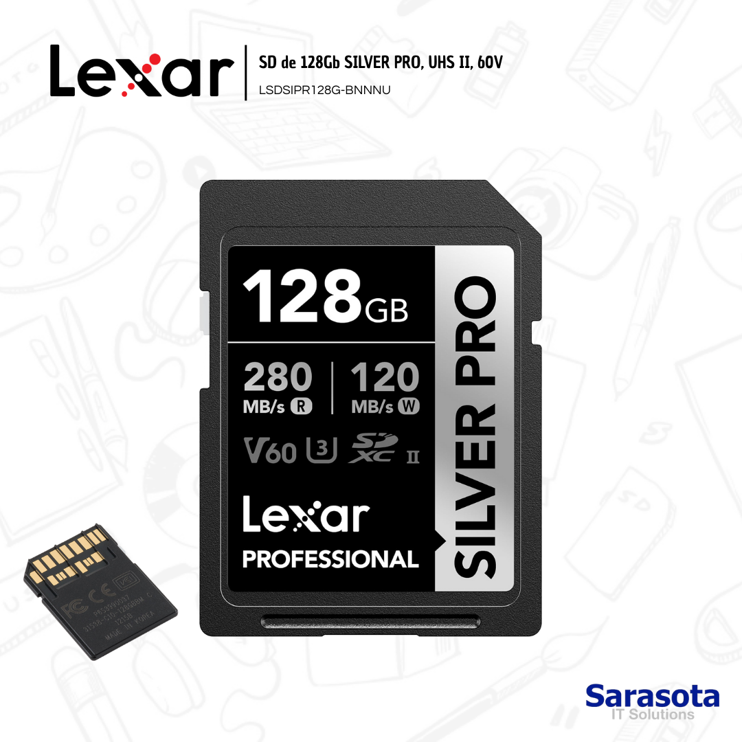 accesorios para electronica - Lexar Silver Pro Memoria SD V60 UHSII de 128Gb 0
