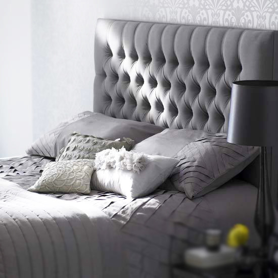 muebles y colchones - Cama color Gris tapizada nueva