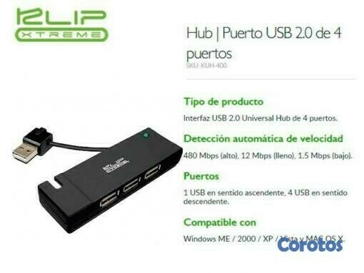 computadoras y laptops - HUB KLIPX PORTABLE USB MINI 4 PUERTOS BLACK (NW211KLX07)