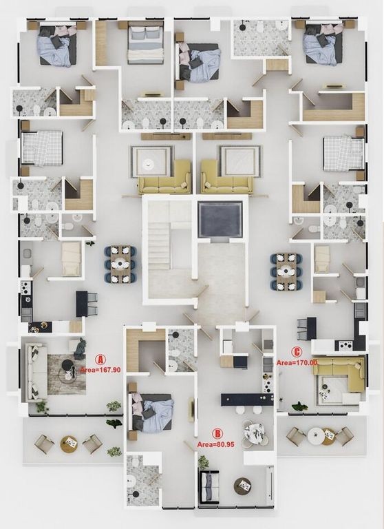 apartamentos - Apartamento en venta #24-1449 con 3 dormitorios, balcón, gimnasio, ascensor. 8