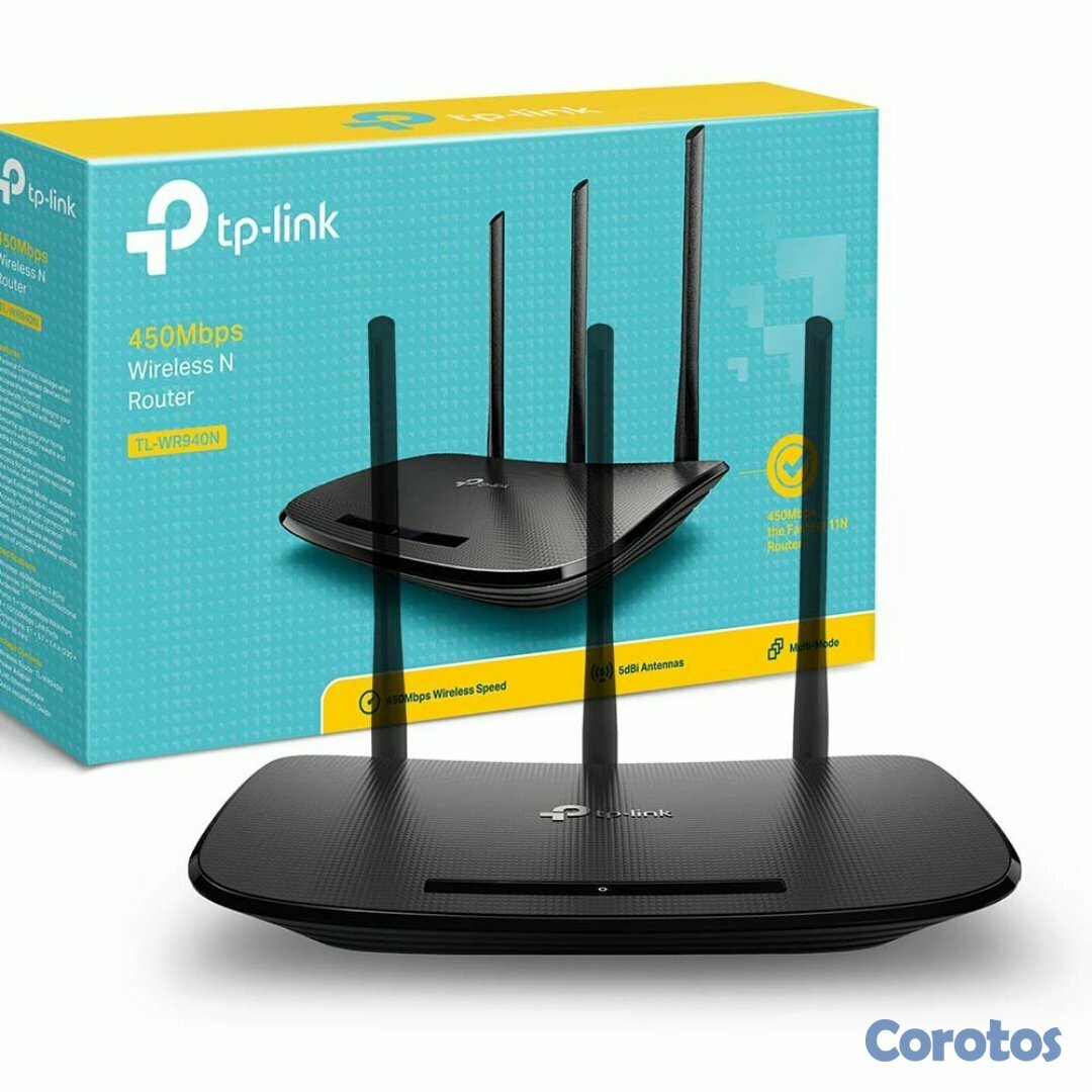 computadoras y laptops - ROUTER WIRELESS TP-LINK TL-WR940N, 2.4GHZ/450MBPS, 1 PUERTO WAN + 4 PUERTOS  WPS 1