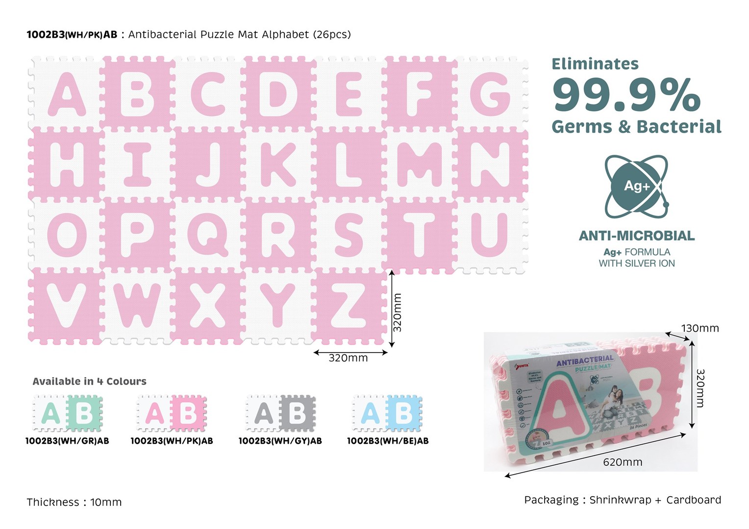 accesorios - Alfombra antimicrobial de 26 letras para niños