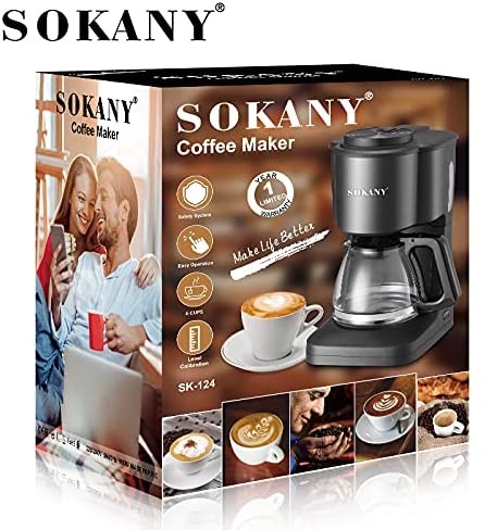 electrodomesticos - SOKANY Cafetera de goteo de 6 tazas, simplemente prepare una máquina de café 