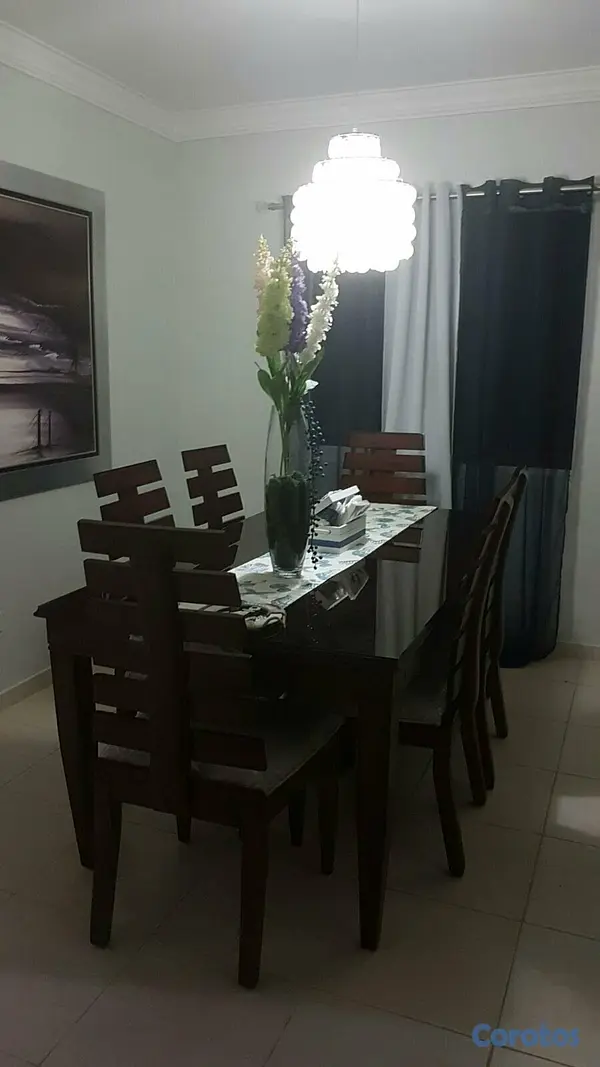 decoración y accesorios - Comedor rectangular de caoba americana de 6 sillas 3