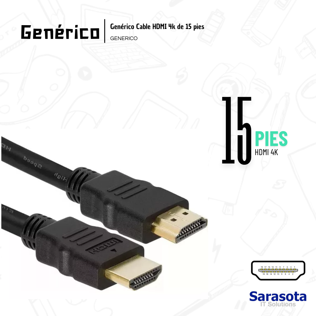 accesorios para electronica - Cable HDMI a HDMI 4K de 15 pies 