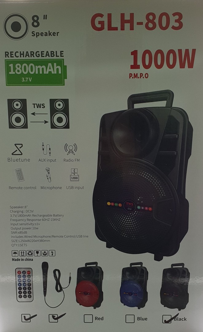 camaras y audio - Bocina de 8 pulgada GLH-803, incluye micrófono 1