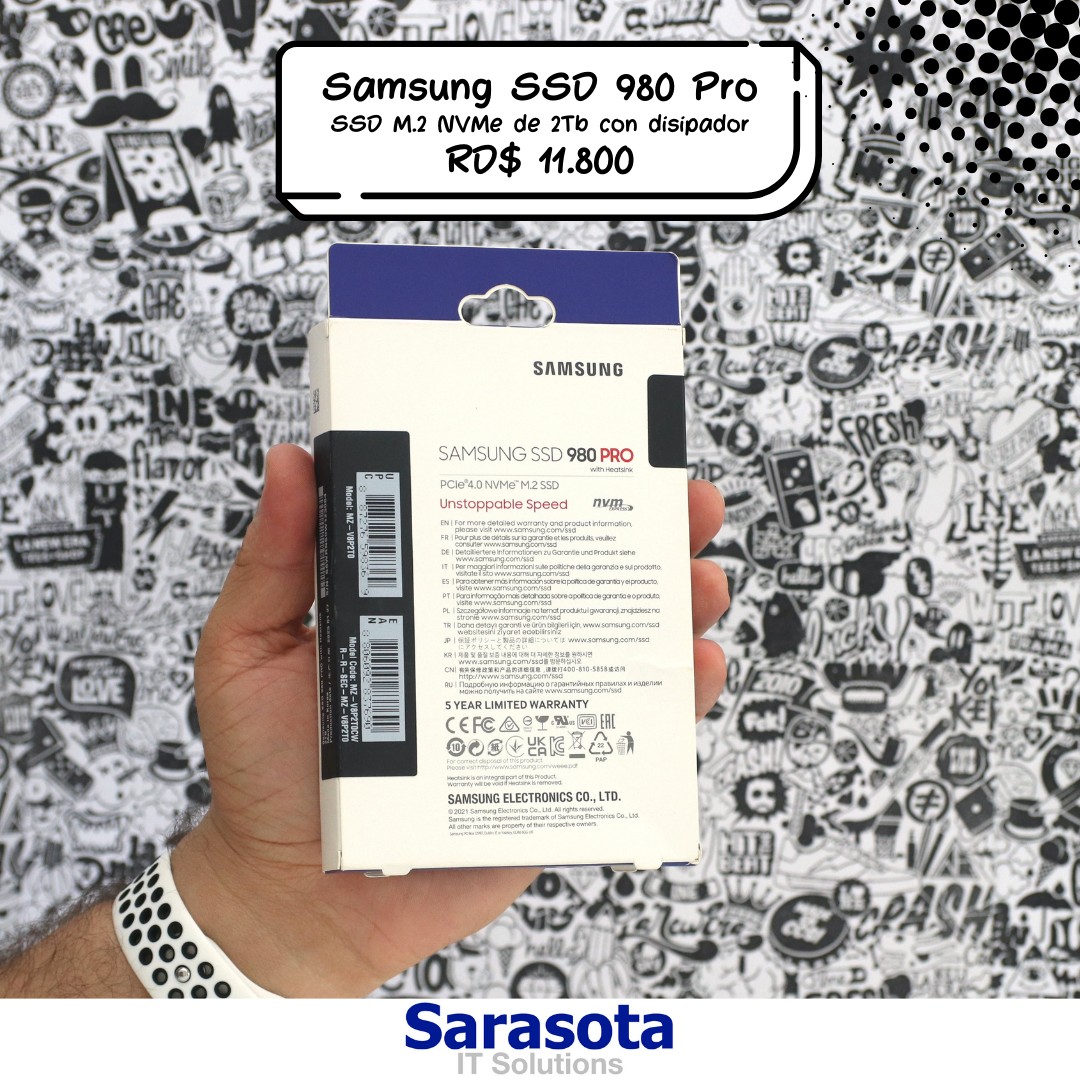 accesorios para electronica - Samsung 980Pro 2Tb con disipador ideal para PS5 (Somos Sarasota) 980 Pro 1