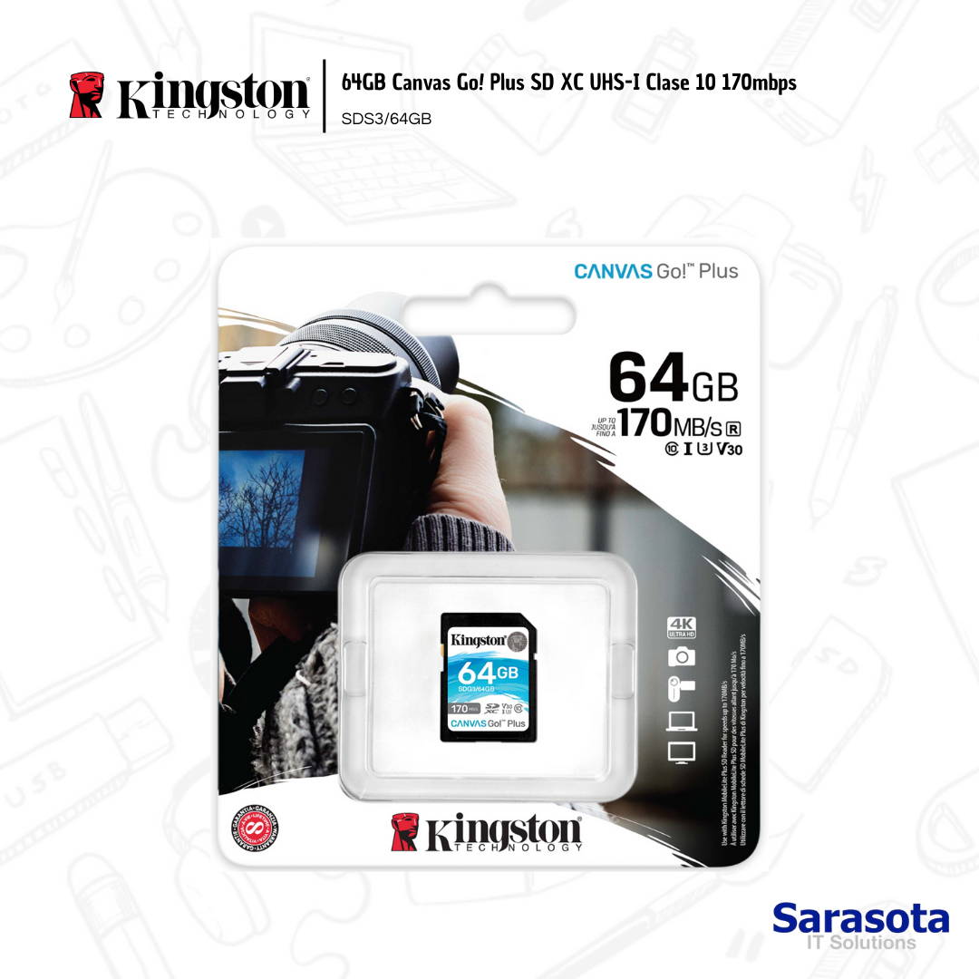 accesorios para electronica - Kingston 64GB Canvas Go! Plus SD 170mbps 1