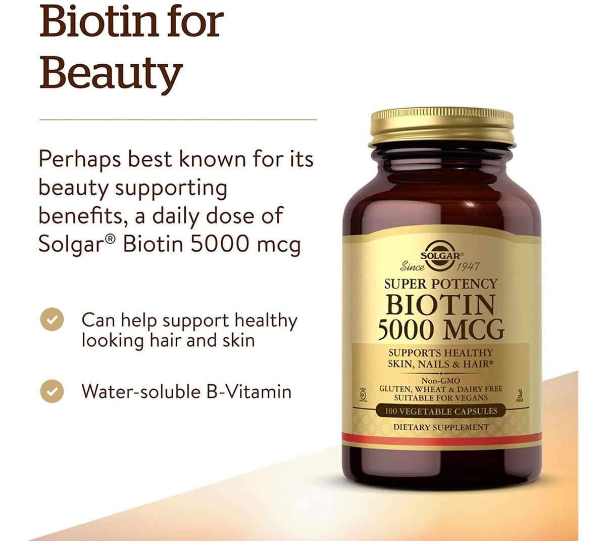 Salud y Equipamiento Médico - Biotina 5000 Mcg Piel, Uñas Y Cabello 100 Capsulas 3