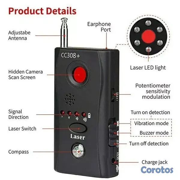 otros electronicos - Detector de Cámara y Micrófono Oculto Localiza Cám 4