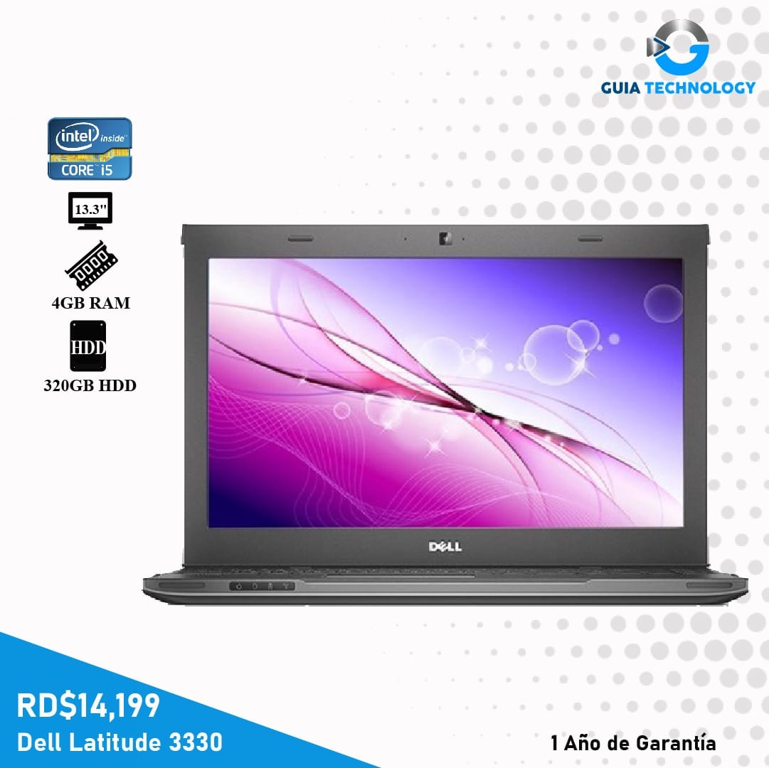 computadoras y laptops - Dell Latitude 3330 Core i5-3337U @1.80 320GB HDD, 4GB RAM (Incluye Mouse y Mochi