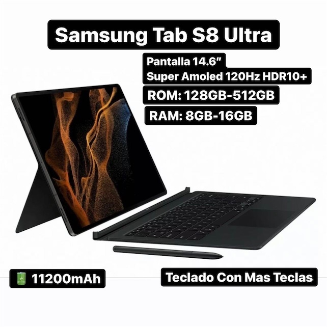 celulares y tabletas - Samsung Tab S8 Ultra 256GB RAM 12GB 14.6” Súper Amoled - Tienda Física 0