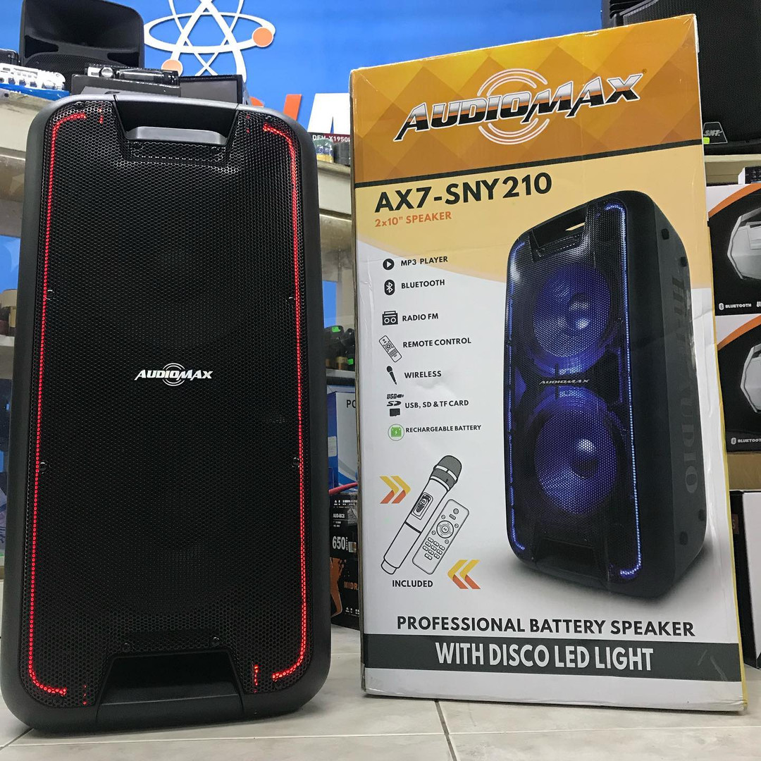 camaras y audio - BOCINA 2x10 AUDIOMAX AX7-SNY210 RECARGABLE DOBLE