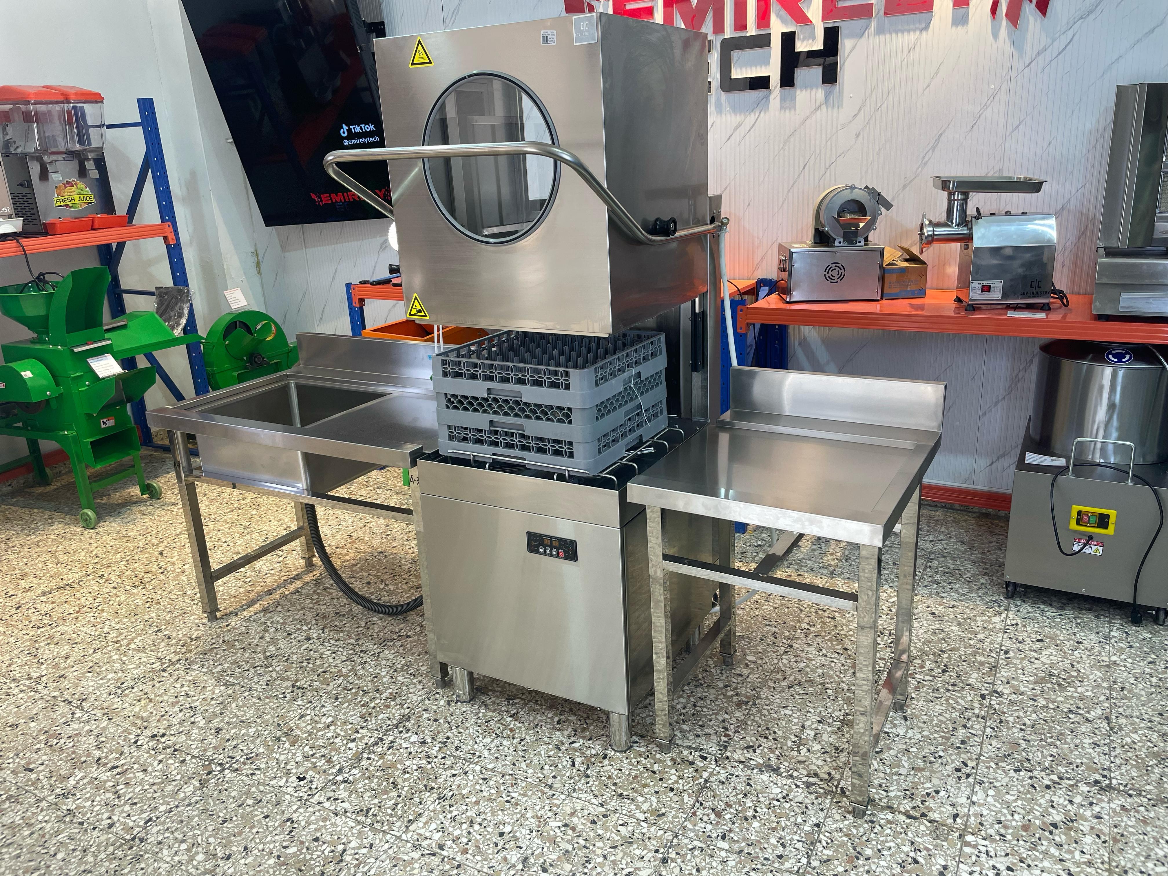 equipos profesionales - Lavadora de platos industrial con fregadero  6