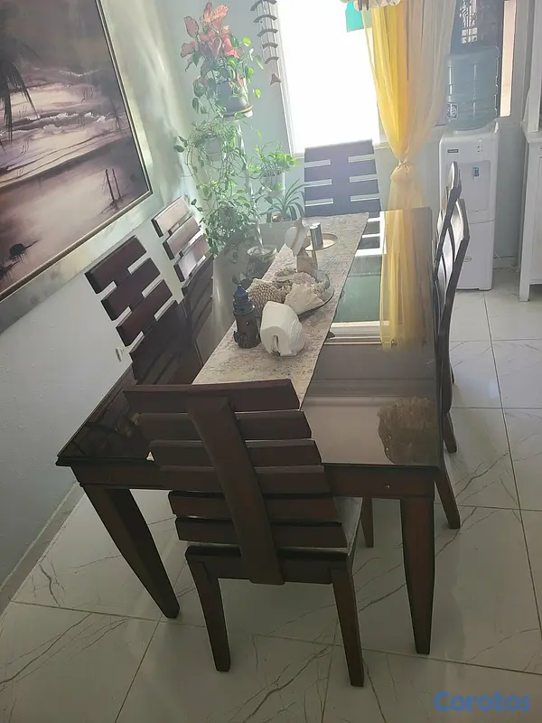decoración y accesorios - Comedor rectangular de caoba americana de 6 sillas 4