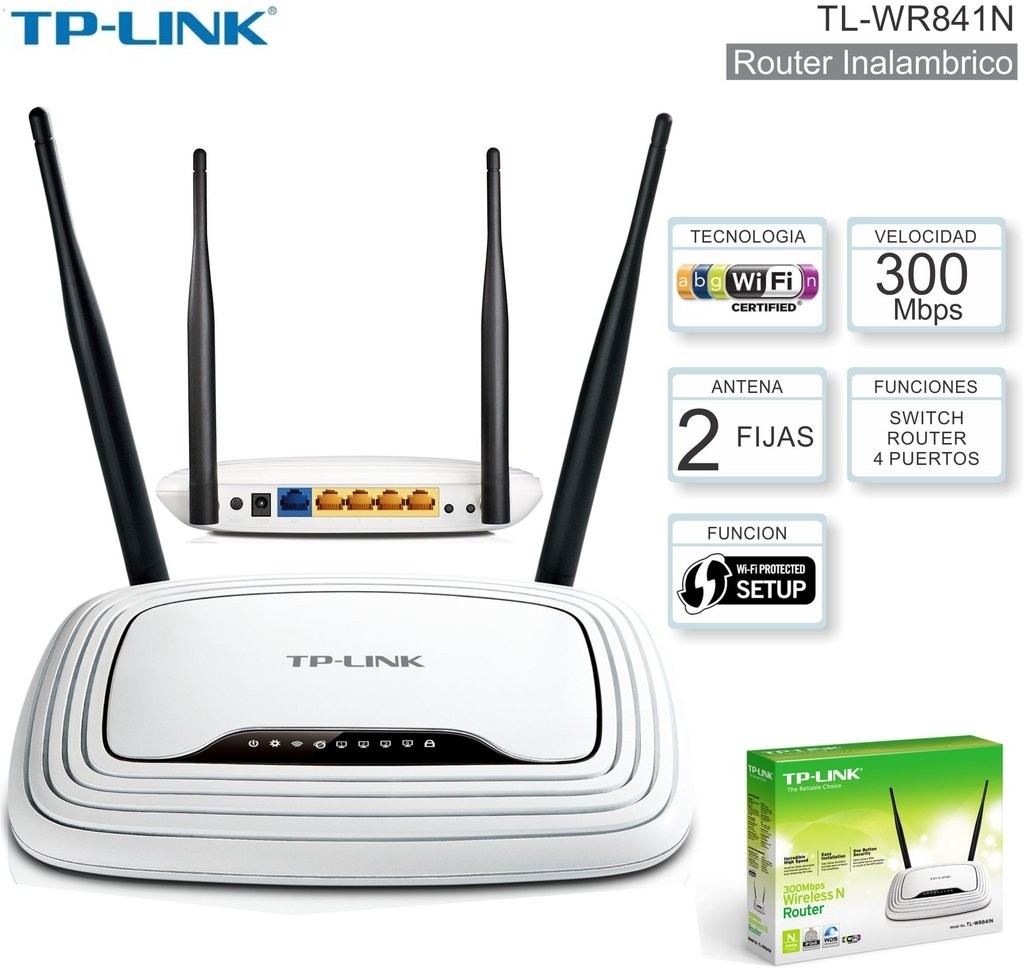 otros electronicos - ROUTER WIRELESS TP-LINK TL-WR841N, 2.4GHZ/300MBPS
