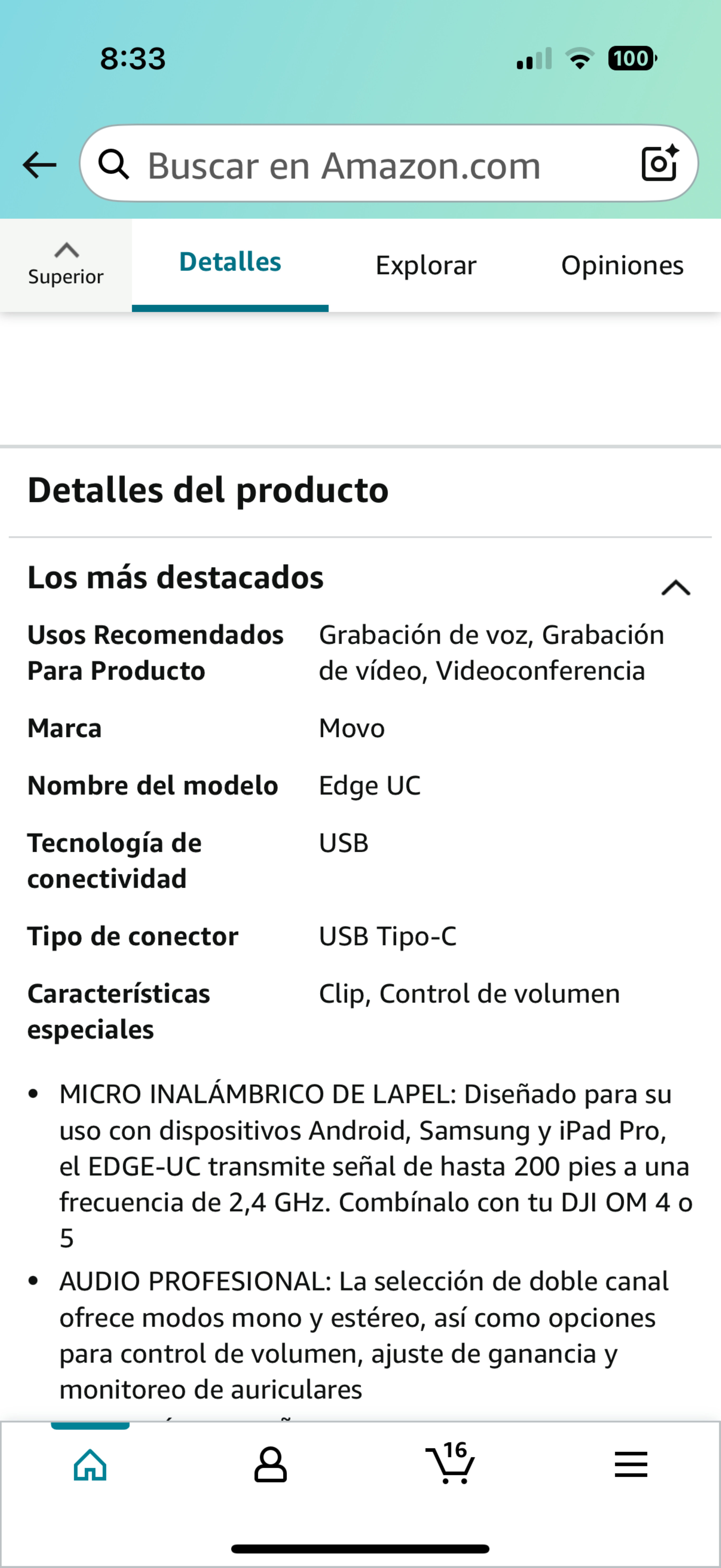 camaras y audio - Micrófono wireless Movo Edge UC 9