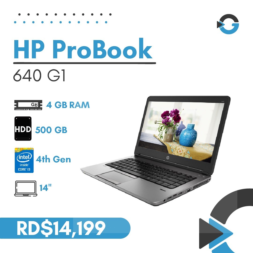computadoras y laptops - Laptop HP ProBook 640 G1 Core i3-4000M @2.40 500GB HDD 4GB RAM (Mouse y Mochila)