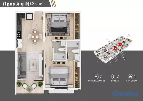 apartamentos - Apartamento en venta en bella vista de dos habitaciones 6