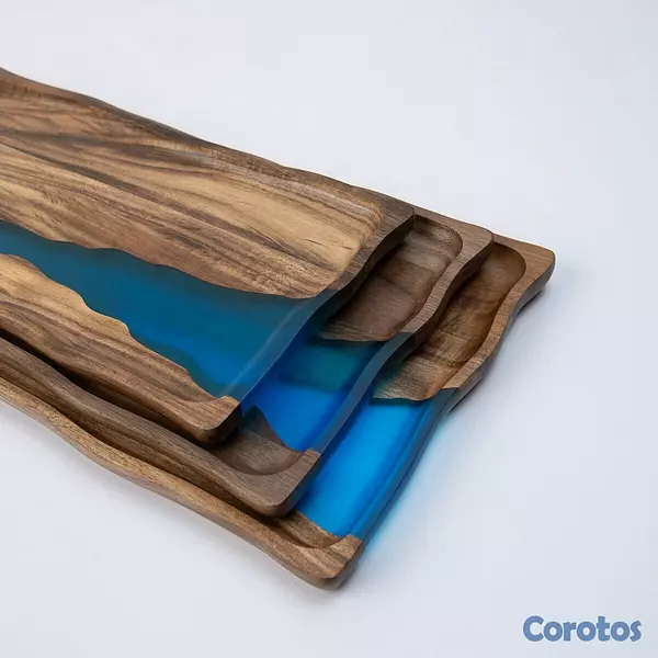 decoración y accesorios - Juego de servir 7 piezas: bandejas y platos madera 2