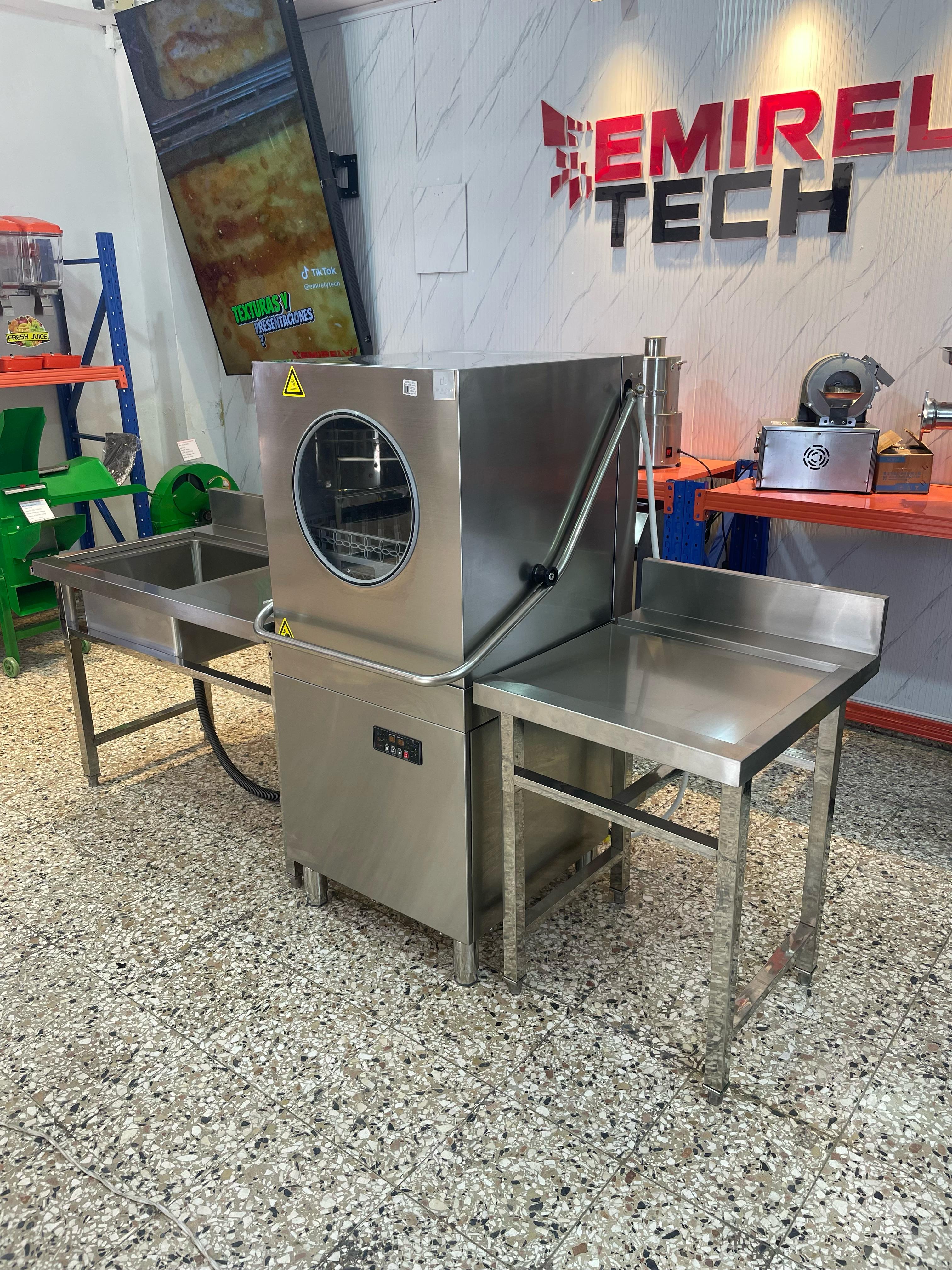 equipos profesionales - Lavadora de platos industrial con fregadero  7