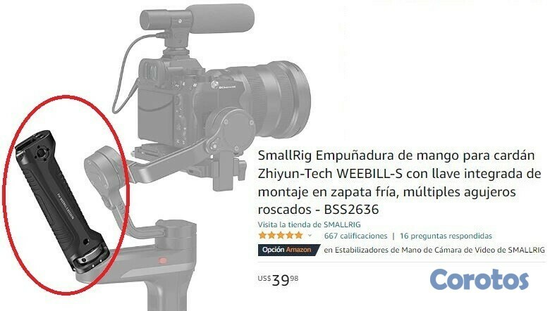 camaras y audio - Gimbal Weebill S, Estuche Original, Manubrio y Soporte  Vertical para Cámaras DS 4