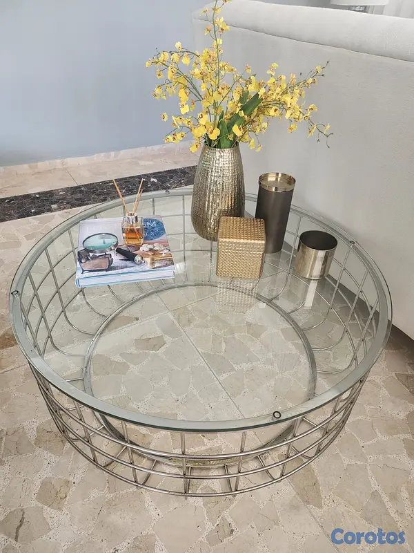 muebles y colchones - Mesa de centro color plateado  3