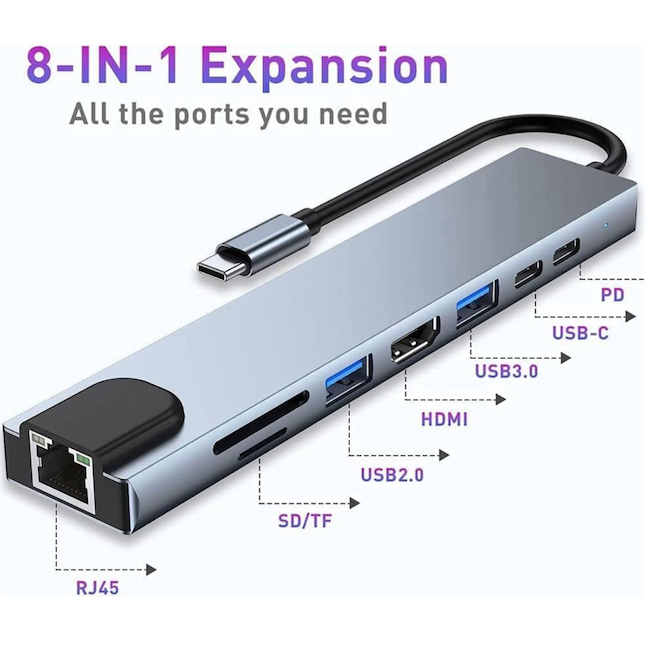 celulares y tabletas - Adaptador USB C 3.1 de 8 Puertos  4