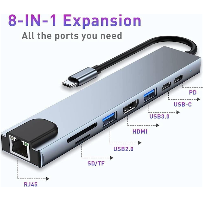 celulares y tabletas - Adaptador USB C 3.1 de 8 Puertos  5