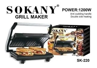 electrodomesticos - Sandwichera Grill Tostador De Panes Parrilla Panini Sk-220 plancha 1